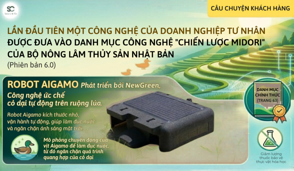 Aigamo Robot: Lần đầu tiên một doanh nghiệp tư nhân sản xuất máy móc nông nghiệp được vinh danh trong danh mục công nghệ chiến lược MIDORI của nhật bản